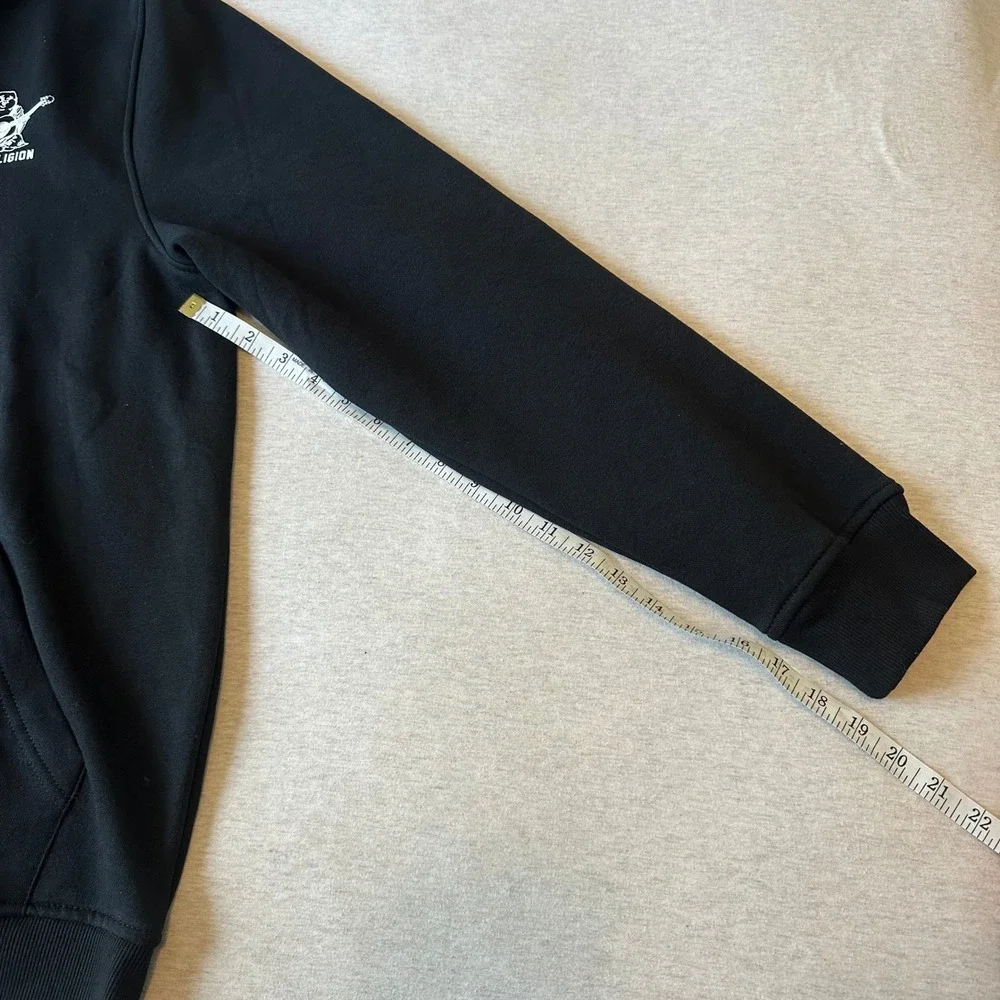 True Religion Mens Fashion Senses Zip Hoodie Jet Black XXL 700928‎ New